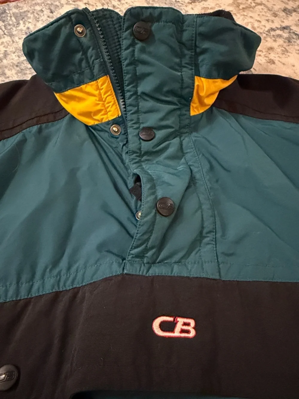 Vintage CB Sports Anorak Jacket XXXL Green Black Pullover Hooded - Picture 10 of 12